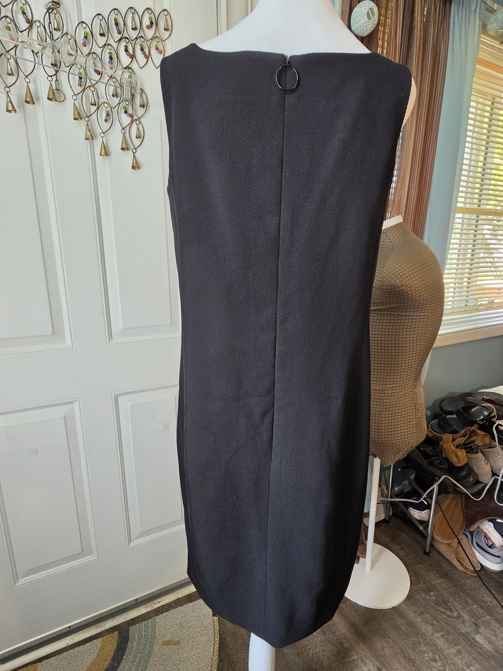 Akris Punto Ribbed Wool Midi Mod Inspired Shift Dress Womens 6 Black Classic Lux - Picture 4 of 14